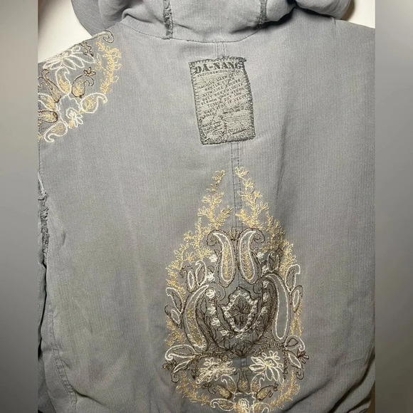 Da-Nang Y2K boho bomber jacket size small S embroidered zipper - Picture 11 of 15